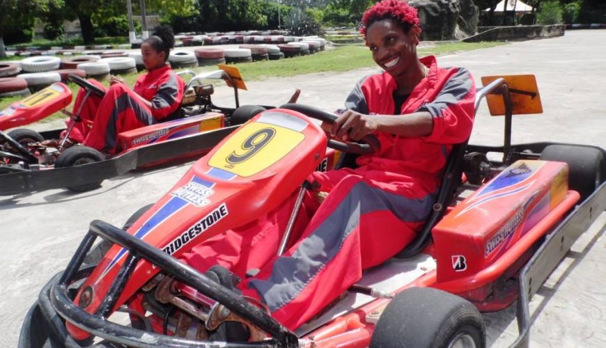 Friends go karting in Kenya