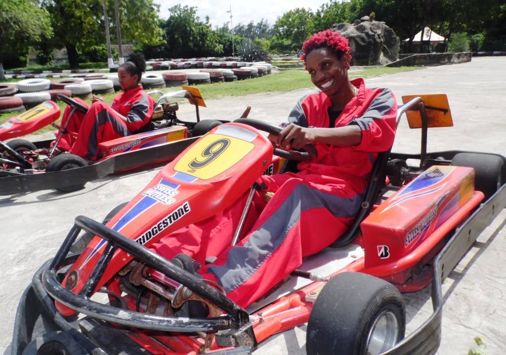 Friends go karting in Kenya